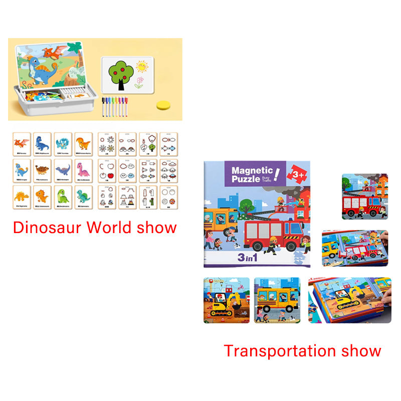 Magnetic Puzzles Face Dress Up Travel Game Double Side Preschool Educational Learning Toy for Kids