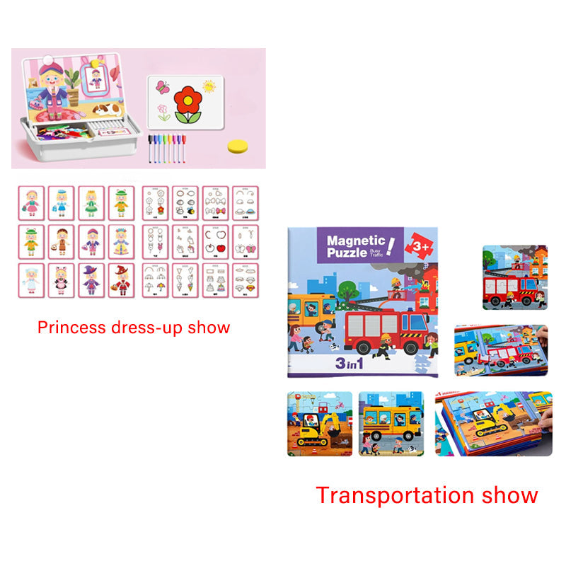 Magnetic Puzzles Face Dress Up Travel Game Double Side Preschool Educational Learning Toy for Kids