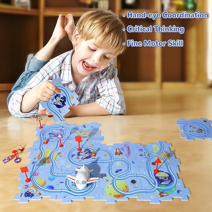🎁[Best Gift For Kid]🚗Children's Educational Puzzle Track Car Play Set
