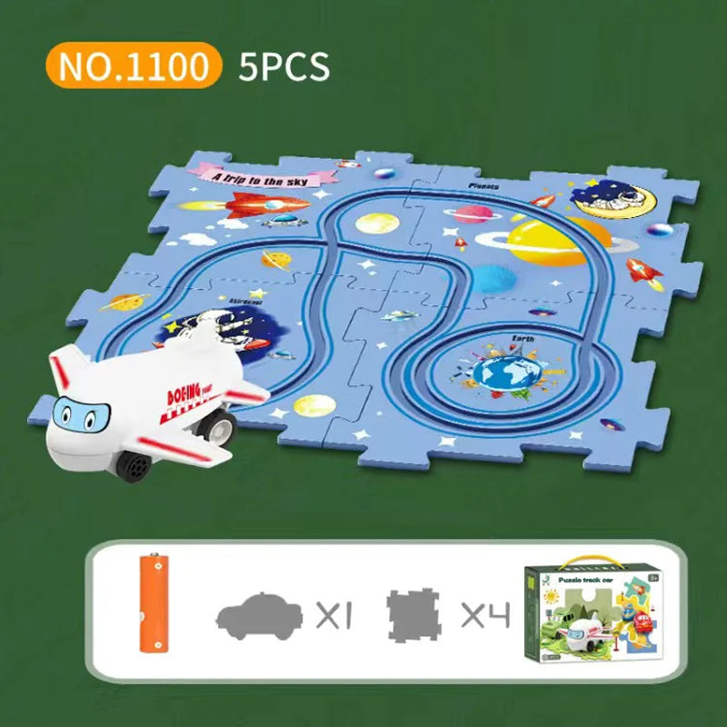 🎁[Best Gift For Kid]🚗Children's Educational Puzzle Track Car Play Set