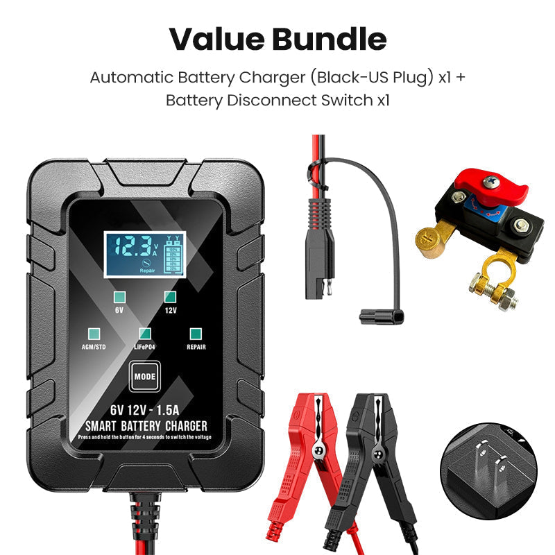 🔥Limited Time Promotion 50% OFF🔥1.5A 6V 12V Automatic Battery Charger
